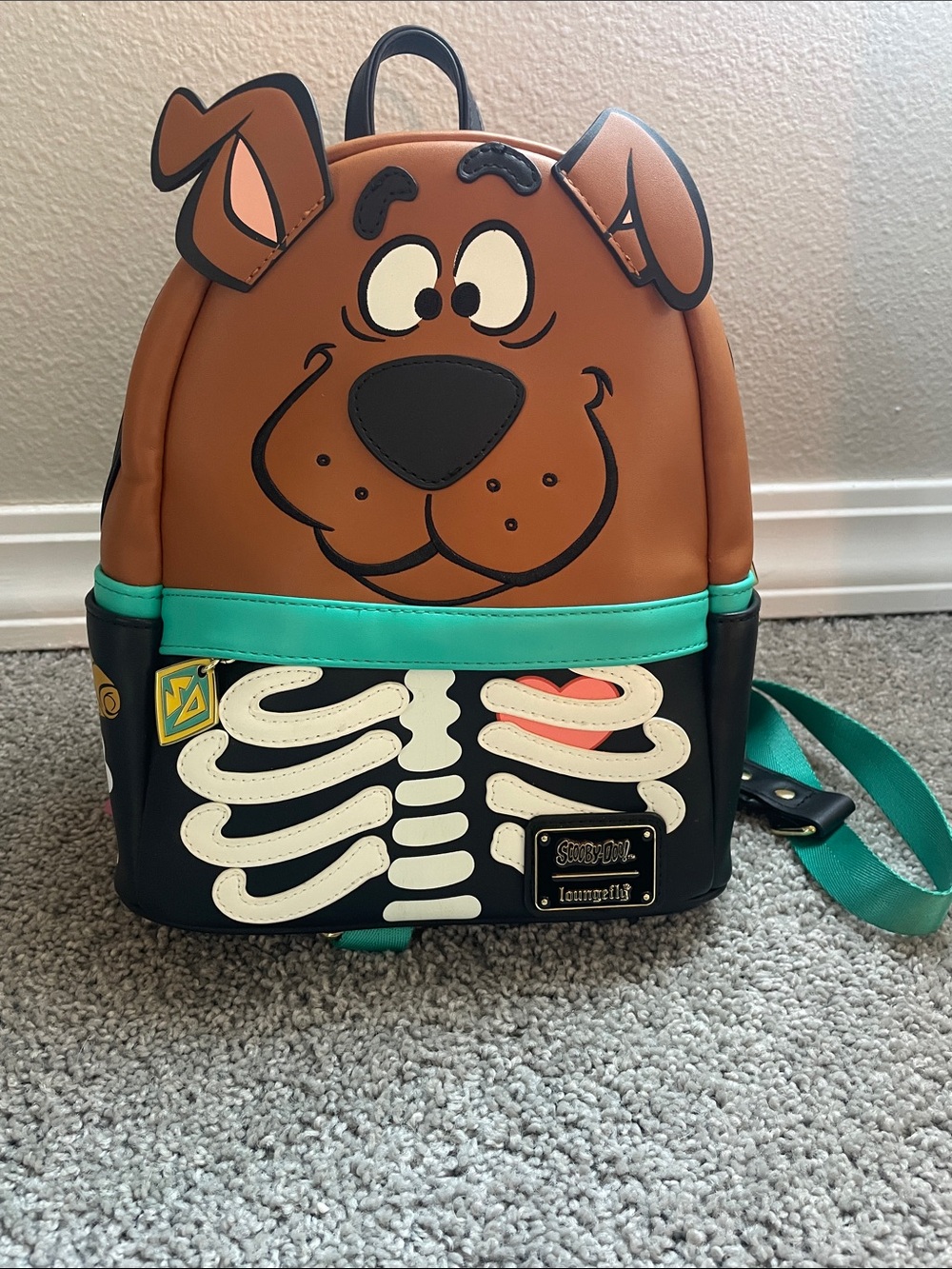 Loungefly Scooby-Doo Brown and Teal Skeleton Mini Backpack